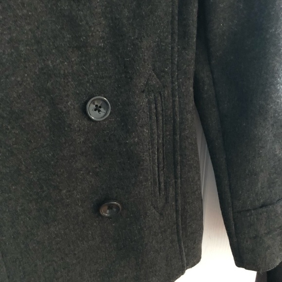 Double Breasted Gray wool blend Pea Coat - Picture 14 of 14